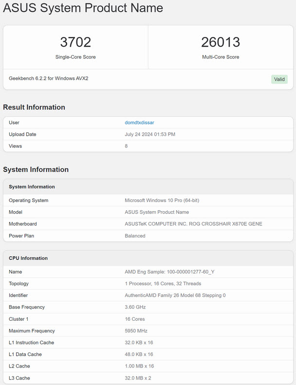 2024 07 26 9 25 05 เผยผลทดสอบ AMD Ryzen 9 9950X ความเร็วใกล้แตะ 6 GHz ประสิทธิภาพ single core แรงอยู่ท็อปสุดของตาราง