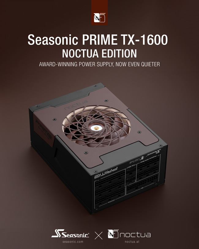Noctua และ Seasonic ประกาศเปิดตัวเพาวเวอร์ซัพพลาย Seasonic PRIME TX-1600 Noctua Edition ATX 3.1 รุ่นใหม่ล่าสุด Noctua และ Seasonic ประกาศเปิดตัวเพาวเวอร์ซัพพลาย Seasonic PRIME TX-1600 Noctua Edition ATX 3.1 รุ่นใหม่ล่าสุด