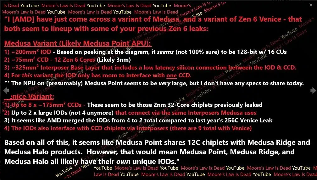 2024-12-02_18-35-13 2024 12 02 18 35 13 เผยซีพียู AMD Medusa Ridge สถาปัตย์ ZEN6 ใช้สถาปัตย์ CCD 12คอร์แบบใหม่ คาดซีพียู RYZEN 9 รุ่นใหม่มีจำนวนคอร์มากถึง 24C/48T