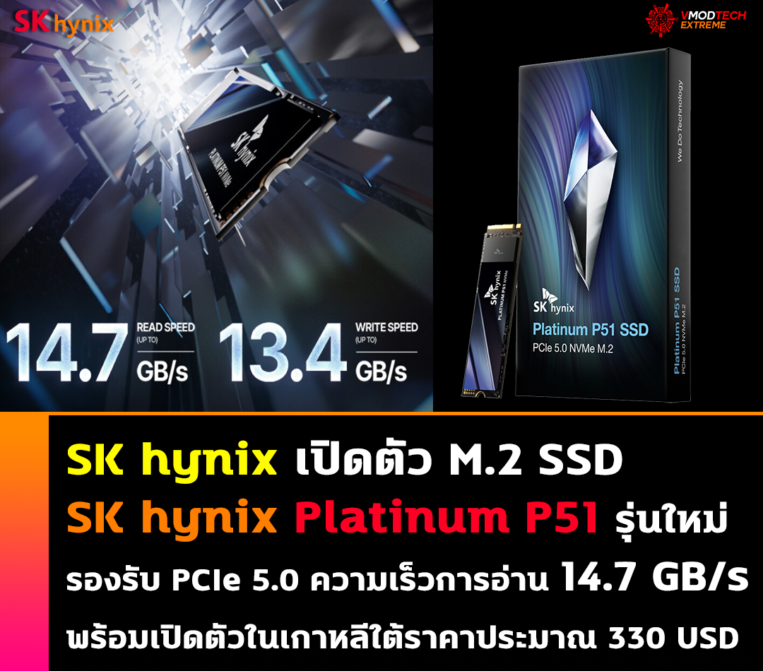 sk hynix platinum p51 SK hynix เปิดตัว SK hynix Platinum P51 รุ่นใหม่ล่าสุดรองรับ PCIe 5.0 ความเร็วการอ่าน 14.7 GB/s พร้อมเปิดตัวในเกาหลีใต้
