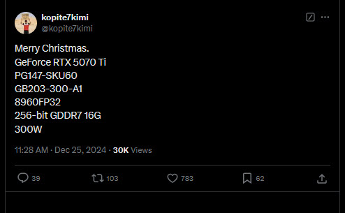 2024 12 25 15 49 45 ลือ!! การ์ดจอ NVIDIA GeForce RTX 5070Ti จะใช้แรมความจุ 16GB และ RTX 5070 ใช้แรมความจุ 12GB