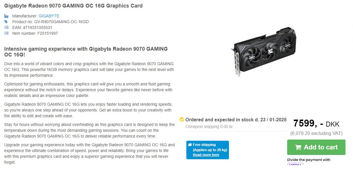 gigabyte-rx-9070-gaming-oc-16g-foniks gigabyte rx 9070 gaming oc 16g foniks เผยการ์ดจอ AMD Radeon RX 9070 XT และ RX 9070 พร้อมจดทะเบียนในร้านค้าปลีกในเดนมาร์กโดยจะเริ่มสต็อกเตรียมขายในวันที่ 23 มกราคมนี้