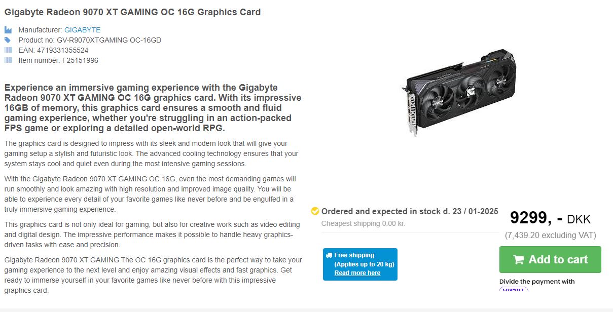 gigabyte-rx-9070-xt-gaming-oc-foniks gigabyte rx 9070 xt gaming oc foniks เผยการ์ดจอ AMD Radeon RX 9070 XT และ RX 9070 พร้อมจดทะเบียนในร้านค้าปลีกในเดนมาร์กโดยจะเริ่มสต็อกเตรียมขายในวันที่ 23 มกราคมนี้