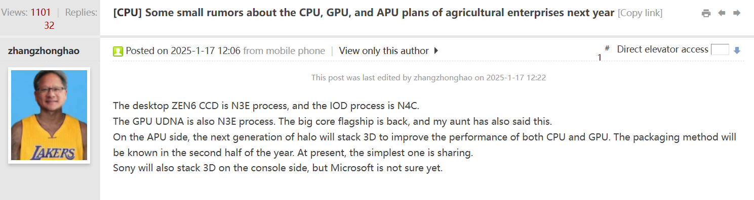 amd-ryzen-radeon-next-gen-rumors amd ryzen radeon next gen rumors เผยซีพียู AMD Ryzen “Zen 6” ของเอเอ็มดีรุ่นใหม่มาพร้อมการ์ดจอ Radeon “UDNA” ใช้เทคโนโลยี N3E พร้อมเล่นเกมระดับไฮเอนด์ 3D Stacking เป็นซีพียู APU รุ่นใหม่และคอนโซลรุ่นต่อไป