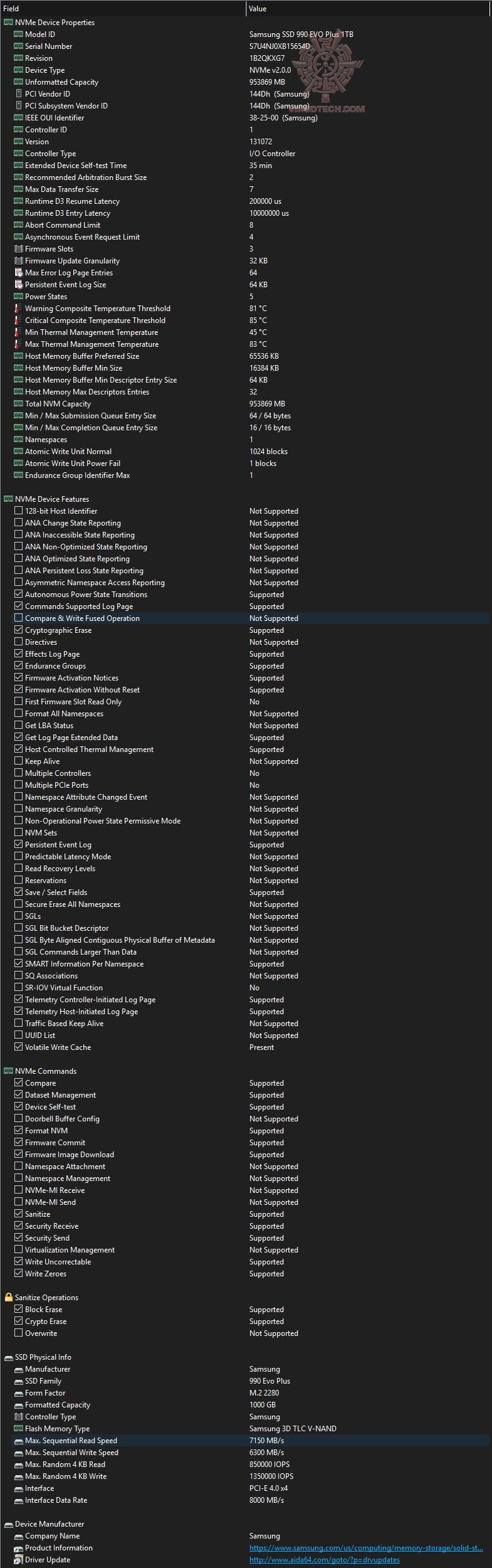 aida1 Samsung 990 EVO Plus NVMe™ 2.0 SSD 1TB Review