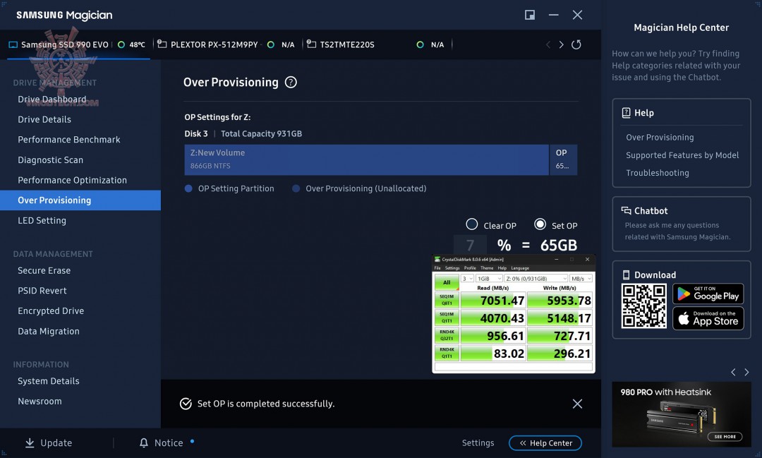 op7 copy2 Samsung 990 EVO Plus NVMe™ 2.0 SSD 1TB Review