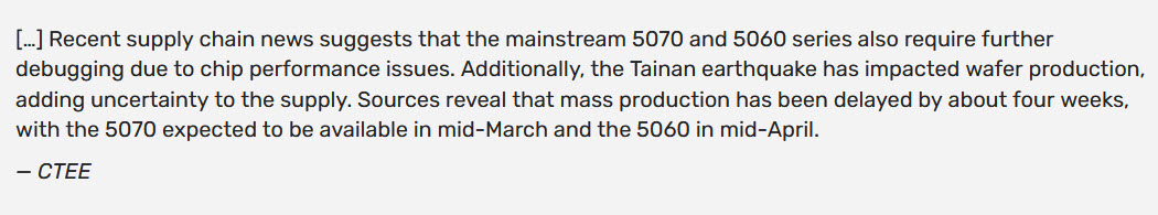 2025 02 21 14 18 39 ลือ!! NVIDIA GeForce RTX 5070 และ RTX 5060 อาจจะเลื่อนเปิดตัวออกไปจากผลกระทบแผ่นดินไหวที่โรงงานผลิตชิปที่ไท่หนาน