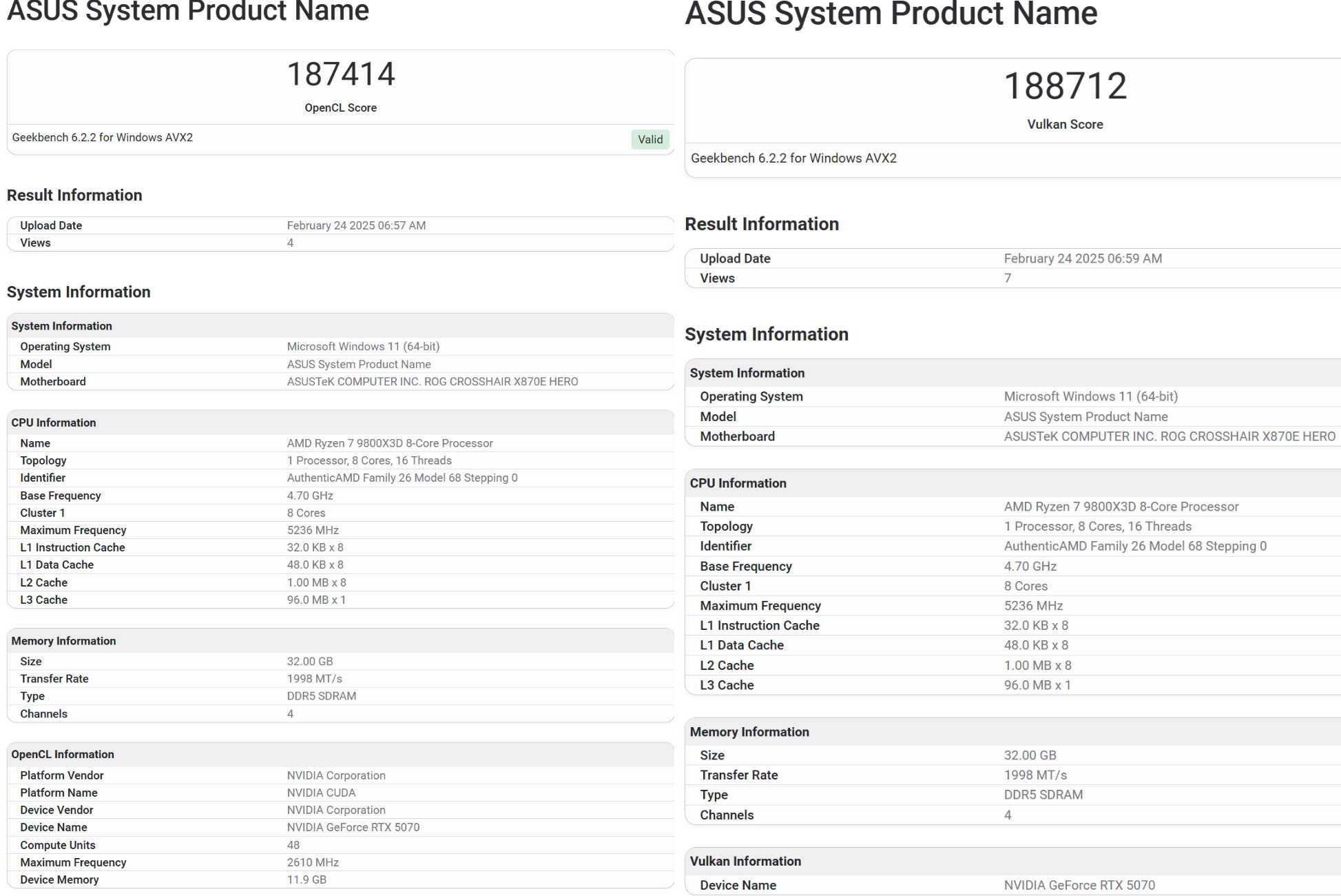 rtx5070 หลุดผลทดสอบ NVIDIA GeForce RTX 5070 ช้ากว่า RTX 5070 Ti ประมาณ 20% ในการทดสอบ Geekbench 