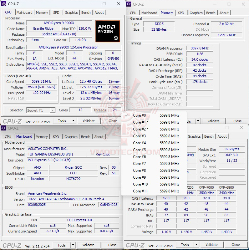 cpuid oc ASUS TUF GAMING B850 PLUS WIFI REVIEW 