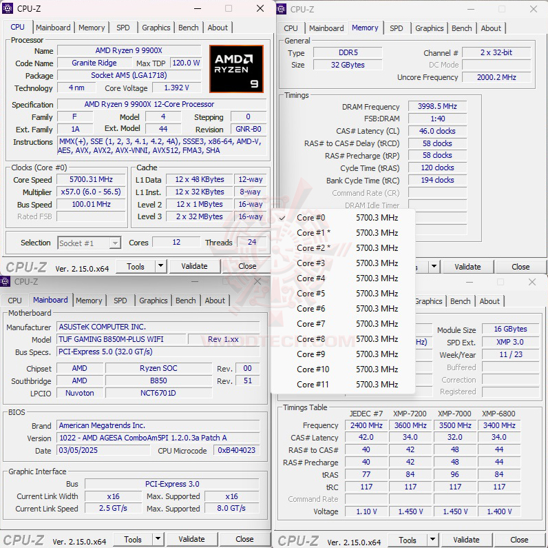 cpuid 57 800 ASUS TUF GAMING B850M PLUS WIFI REVIEW 