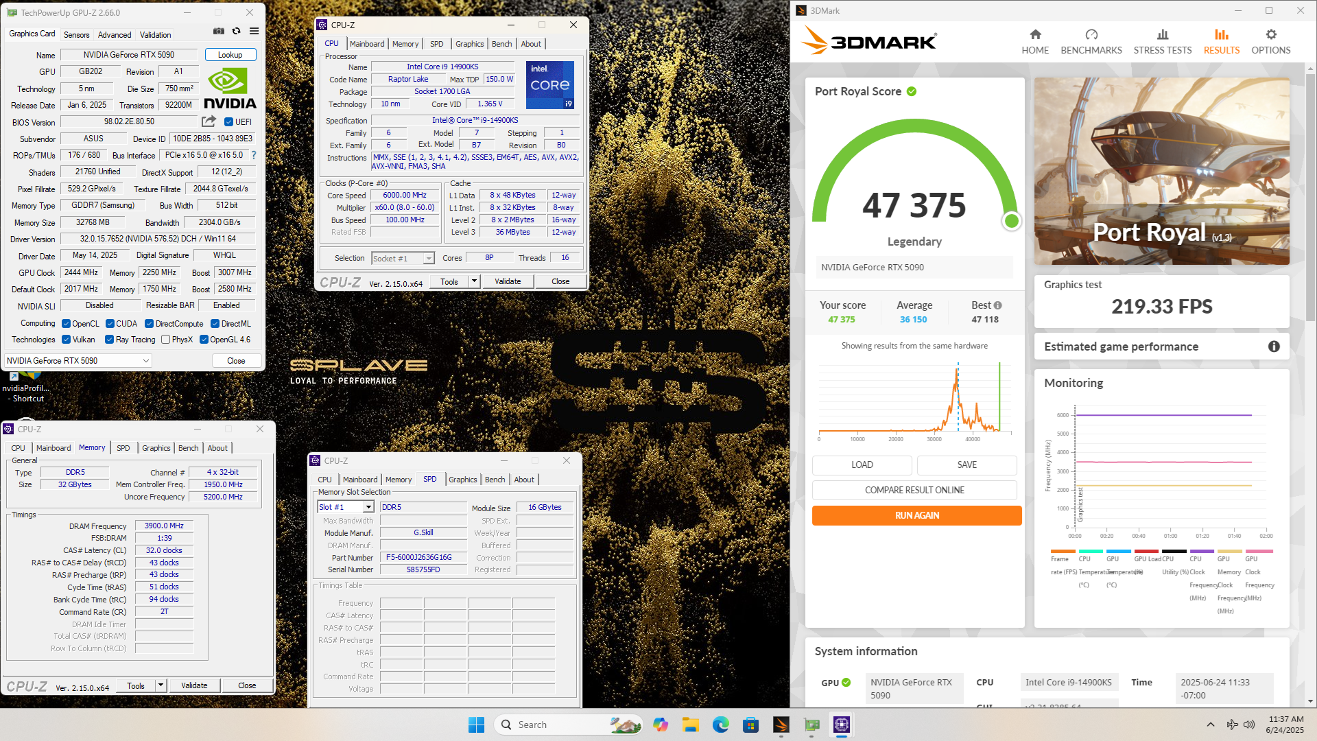 splave rtx 5090 port royal เอซุสทำลายสถิติโลกด้วยการ์ดจอ ASUS ROG Astral RTX 5090 OC ในการทดสอบ Port Royal ด้วยคะแนนทะลุ 47,375 คะแนน