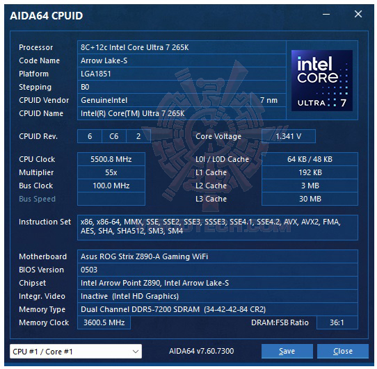 aida64 ASUS ROG STRIX Z890 A GAMING WIFI REVIEW