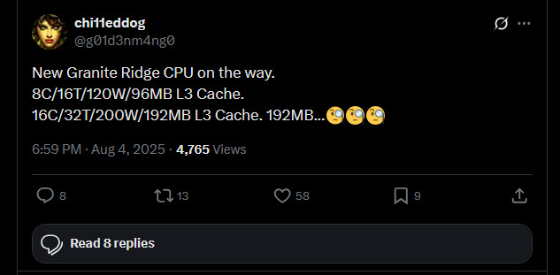 2025 08 04 22 32 55 ลือ!! AMD เตรียมเปิดตัวซีพียู AMD Ryzen 9000X3D รุ่นใหม่ที่มาพร้อม 16 คอร์ Zen5 ที่ยัดแคช L3 มากถึง 192MB กินไฟ 200W TDP 
