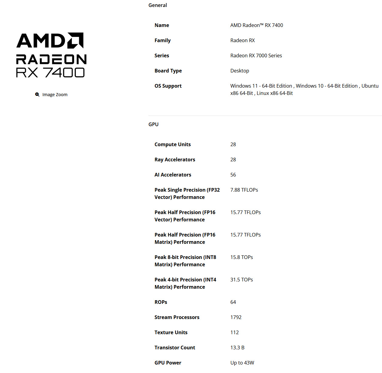 2025 08 10 12 46 31 AMD เปิดตัวการ์ดจอ Radeon RX 7400 อย่างเป็นทางการ พร้อมหน่วยประมวลผล 28 คอร์ แรม GDDR6 8 GB และกินไฟ TBP 55W