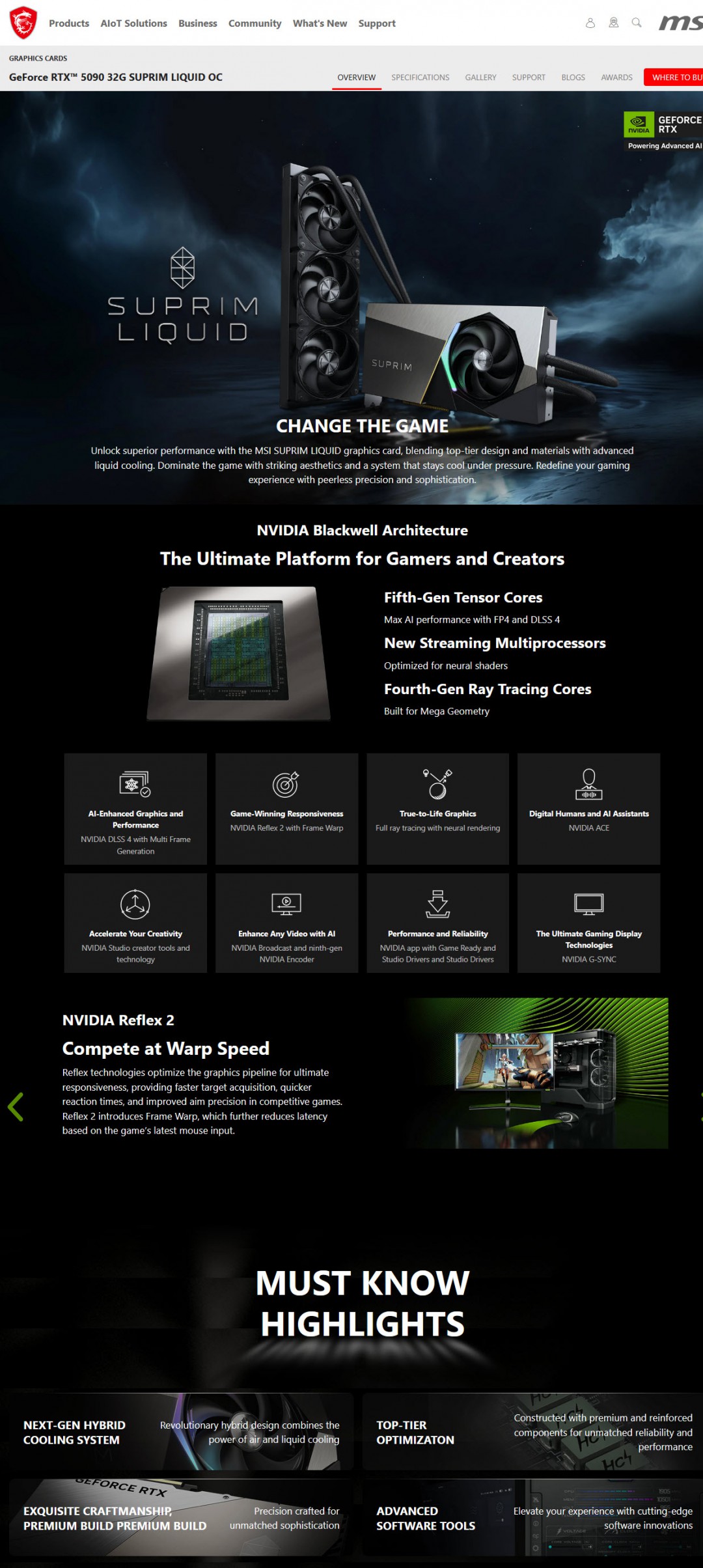 a MSI GeForce RTX™ 5090 32G SUPRIM LIQUID OC Review