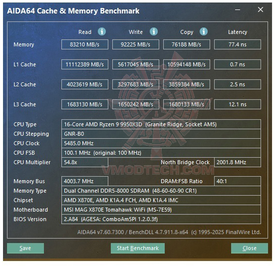 mem8000 MSI MAG X870E TOMAHAWK WIFI REVIEW