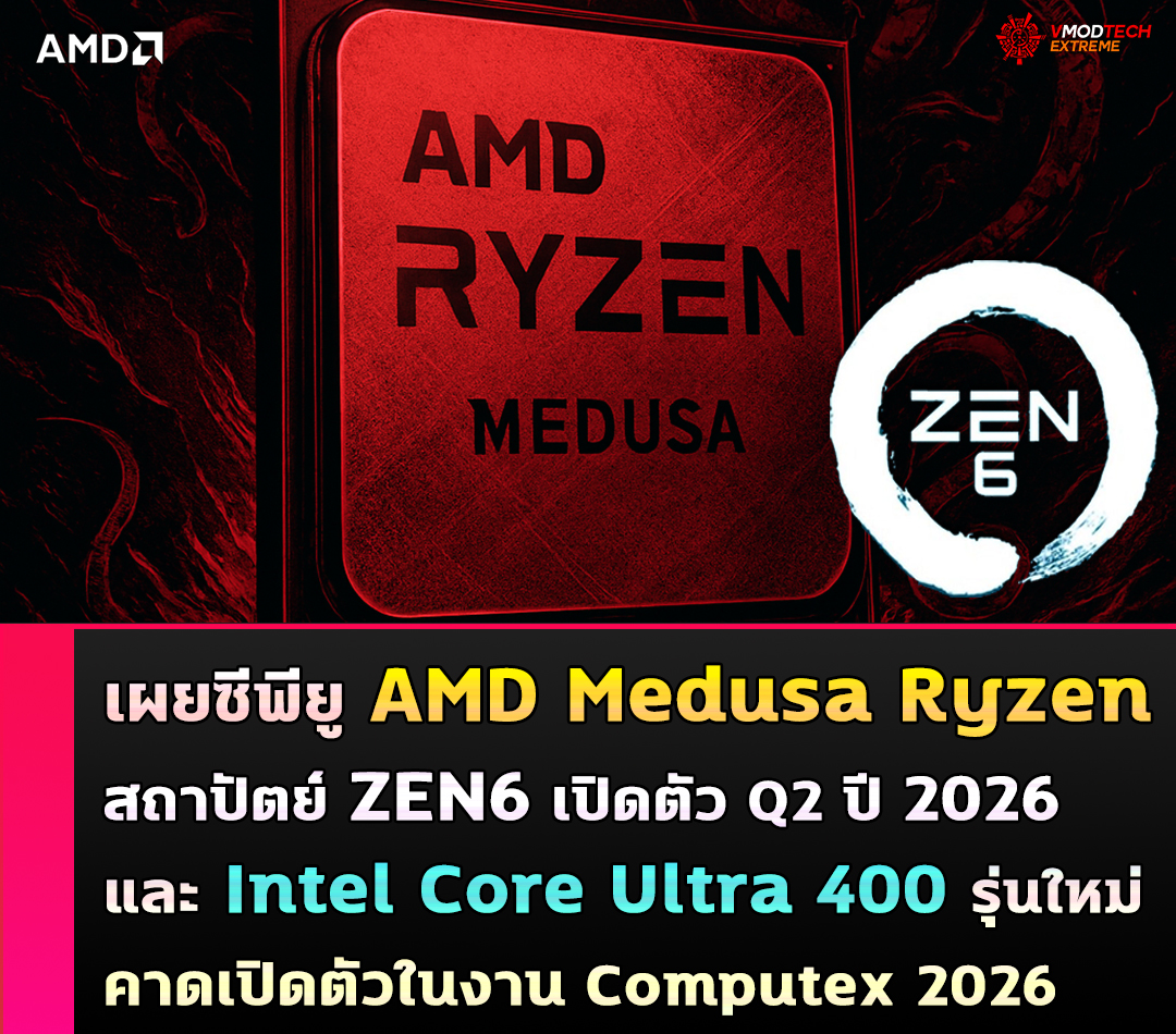 amd-ryzen-medusa amd ryzen medusa เผยซีพียู AMD Ryzen “Medusa” เตรียมเปิดตัวในไตรมาสที่ 2 ปี 2026 และ Intel Core Ultra 400 ในไตรมาสที่ 2 ปี 2027