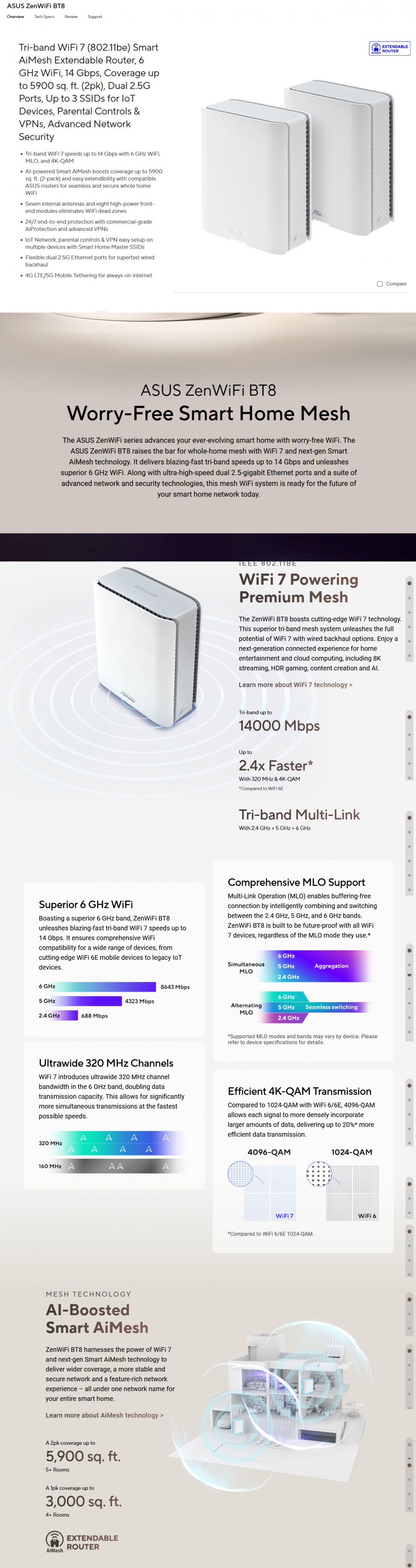 11 ASUS ZenWiFi BT8 Tri band WiFi 7 Smart AiMesh Extendable Router Review