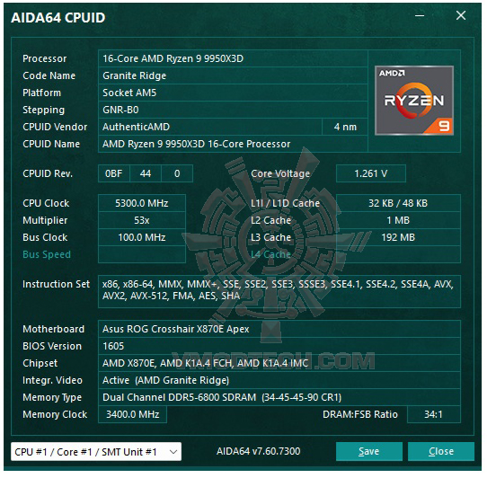 aida64 ASUS ROG CROSSHAIR X870E APEX REVIEW