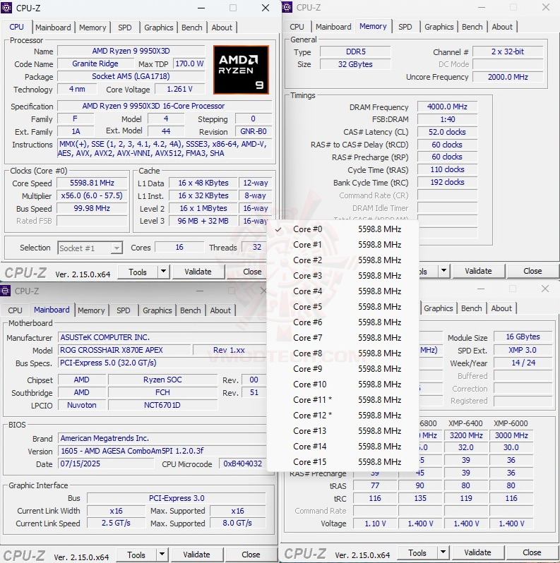 cpuid56 oc ASUS ROG CROSSHAIR X870E APEX REVIEW
