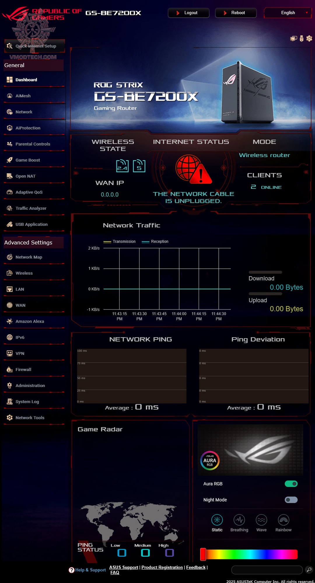 1 dashboard ASUS ROG STRIX GS BE7200X Dual Band Gaming Router Review