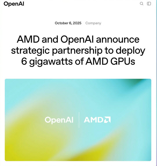 2025 10 07 10 44 09 AMD และ OpenAI ประกาศความร่วมมือเชิงกลยุทธ์ ติดตั้งกราฟิกการ์ด AMD รวม 6 Gigawatts
