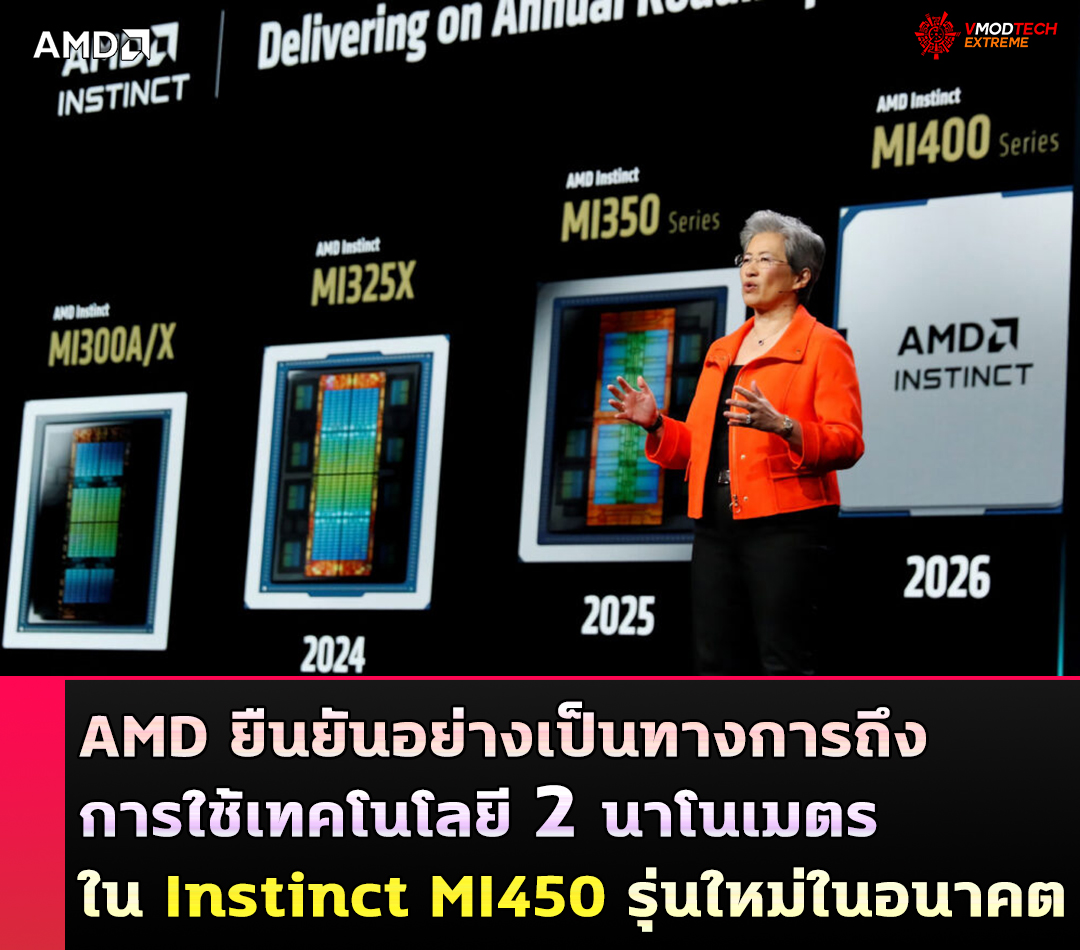 AMD ยืนยันอย่างเป็นทางการถึงการใช้เทคโนโลยี 2 นาโนเมตรสำหรับชิปเร่งความเร็ว Instinct MI450 รุ่นใหม่ในอนาคต