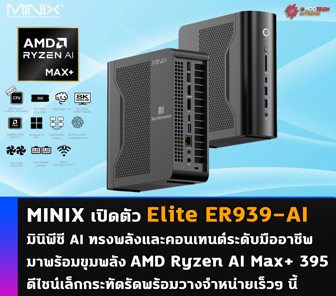 MINIX เปิดตัว Elite ER939-AI มินิพีซีทรงพลังสำหรับงาน AI และคอนเทนต์ระดับมืออาชีพ