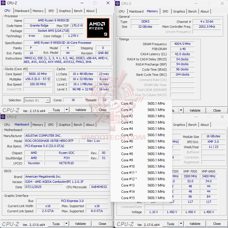 cpuid oc ASUS ROG CROSSHAIR X870E HERO BTF REVIEW