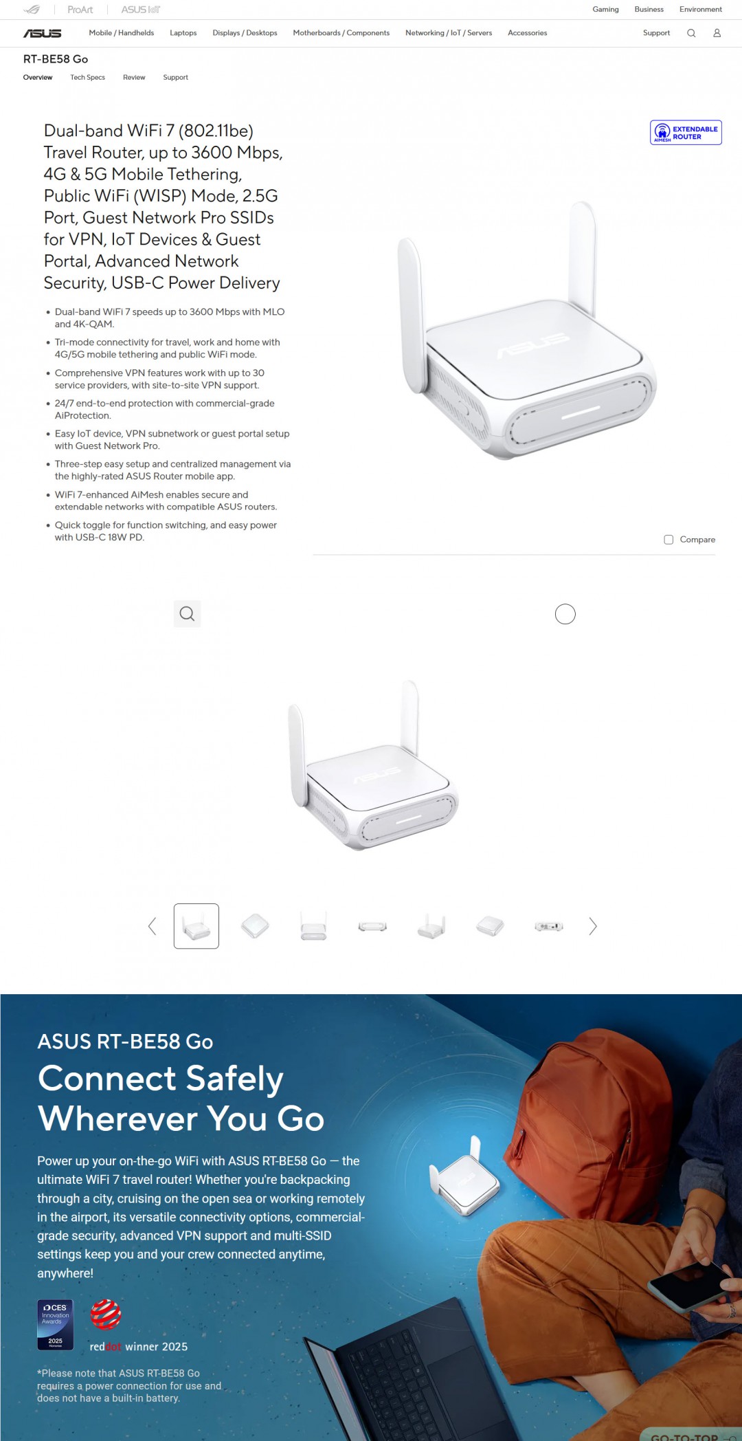 a ASUS RT BE58 Go Dual band WiFi 7 Travel Router Review