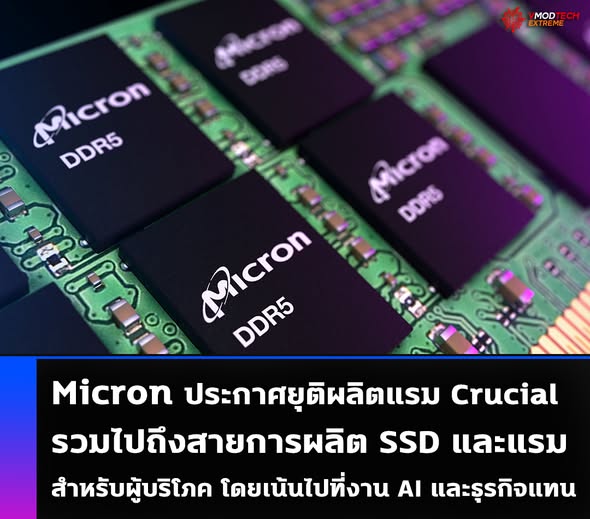 Micron ประกาศเลิกผลิต SSD และ RAM สำหรับผู้บริโภคในแบรนด์  Crucial 