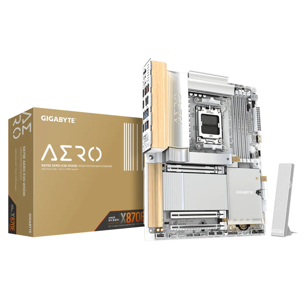 Gigabyte เปิดตัวเมนบอร์ด Gigabyte X870E AERO X3D WOOD ที่ดีไซน์ใช้ไม้จริงเป็นส่วนประกอบ