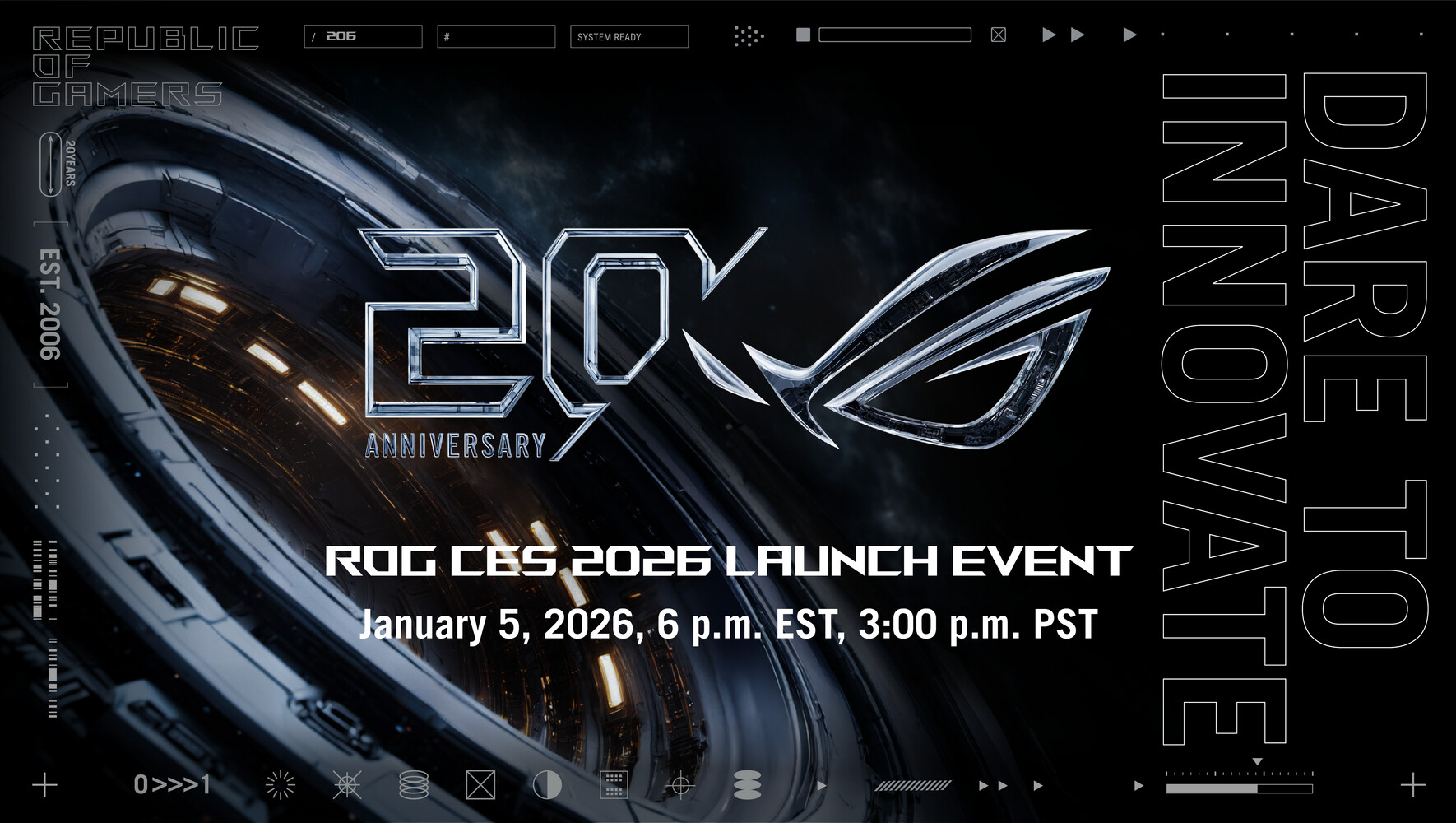 ASUS Republic of Gamers ประกาศจัดงาน CES 2026 ROG Dare to Innovate ช่วงต้นปีหน้าในวันที่ 5 มกราคม 2026 