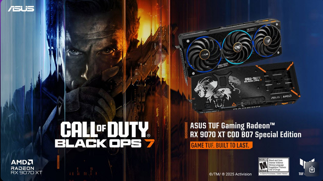 เอซุสเปิดตัวการ์ดจอ ASUS Radeon RX 9070 XT COD Black Ops 7 Edition รุ่นใหม่ล่าสุดมีเพียง 1000ตัวเท่านั้น พร้อมสถาปัตย์ RDNA 4 และแรม 16GB