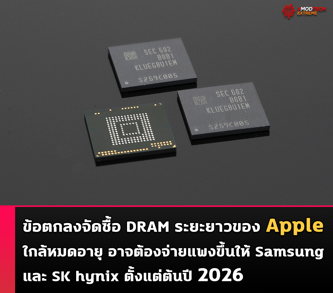 apple-dram-lost-high-price-2026 apple dram lost high price 2026 ข้อตกลงจัดซื้อ DRAM ระยะยาวของ Apple ใกล้หมดอายุ อาจต้องจ่ายแพงขึ้นให้ Samsung และ SK hynix ตั้งแต่ต้นปี 2026 เป็นต้นไป