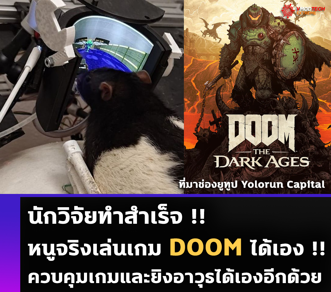 นักวิจัยทำสำเร็จ หนูจริงเล่นเกม DOOM ได้เอง สามารถควบคุมเกมและยิงอาวุธได้เองอีกด้วย