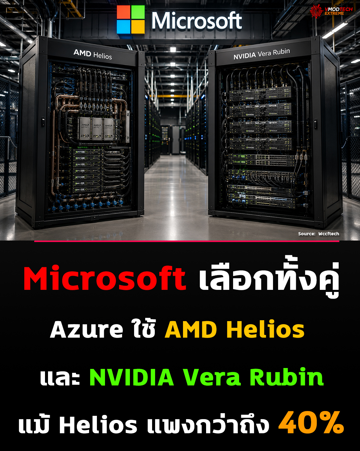 Microsoft เลือกทั้งคู่ Azure ใช้ AMD Helios และ NVIDIA Vera Rubin แม้ Helios แพงกว่าถึง 40%