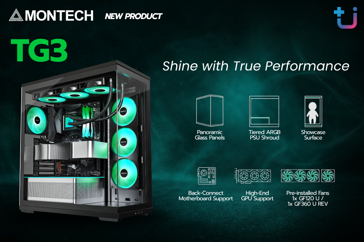 โดดเด่นด้วยประสิทธิภาพที่เหนือชั้น !! Ascenti เปิดตัว MONTECH TG3 เคส ATX ผสานการออกแบบฐานเคสแบบเล่นระดับเข้ากับไฟ ARGB และรูปลักษณ์ที่สวยงามสะดุดตา