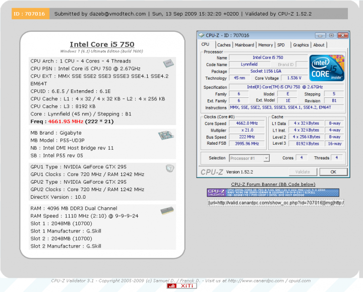 4622 720x579 Intel Core i5 750 GIGABYTE P55 UD3P overclocking test