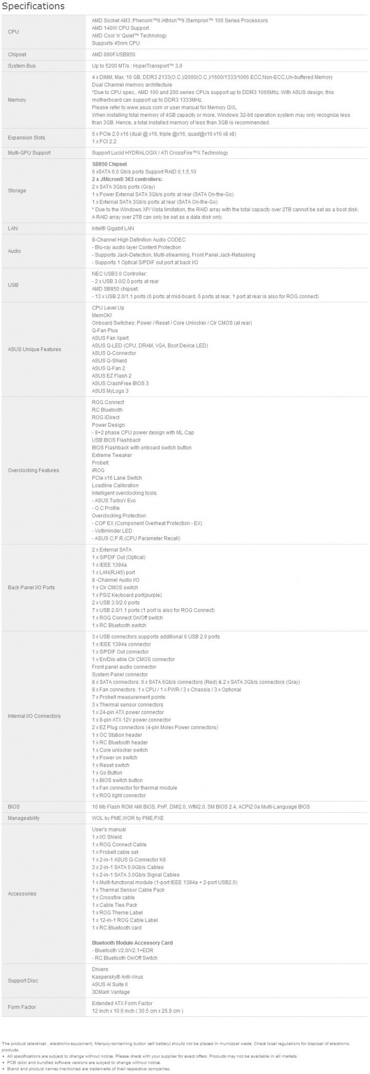 spec1 Asus Crosshair IV Extreme  Review