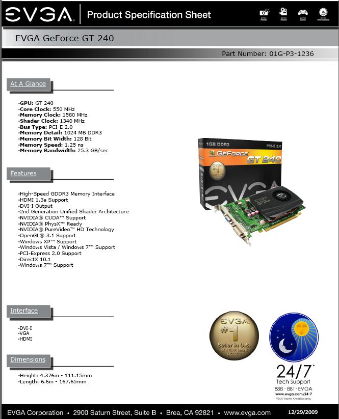 spec evga240 EVGA GT240 1GB DDR3
