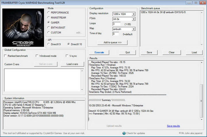crysis INNO GTX 460 1GB DDR5 OVERCLOCK