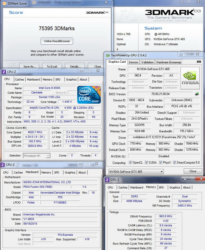 3dmark03 MSI P55A Fuzion Review