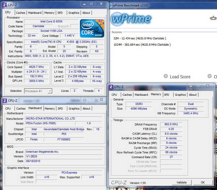 wprime MSI P55A Fuzion Review