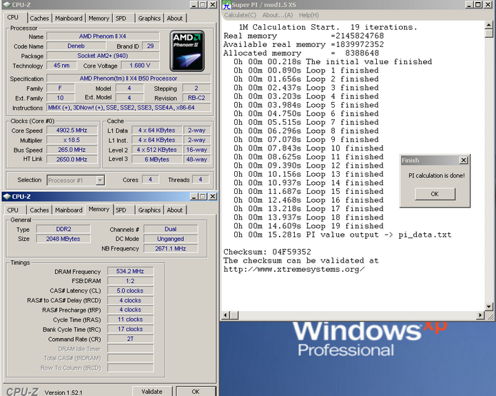 pi1m49 Phenom II 550 @ GA MA785GM US2H & MSI GTX260 Lightning