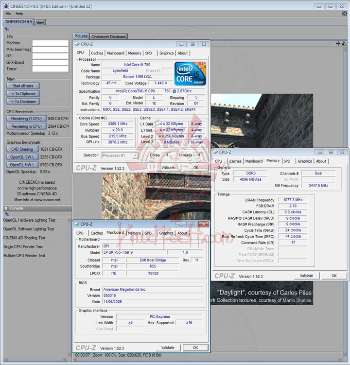 cinebench951 DFI DK P55 T3eH9 Review