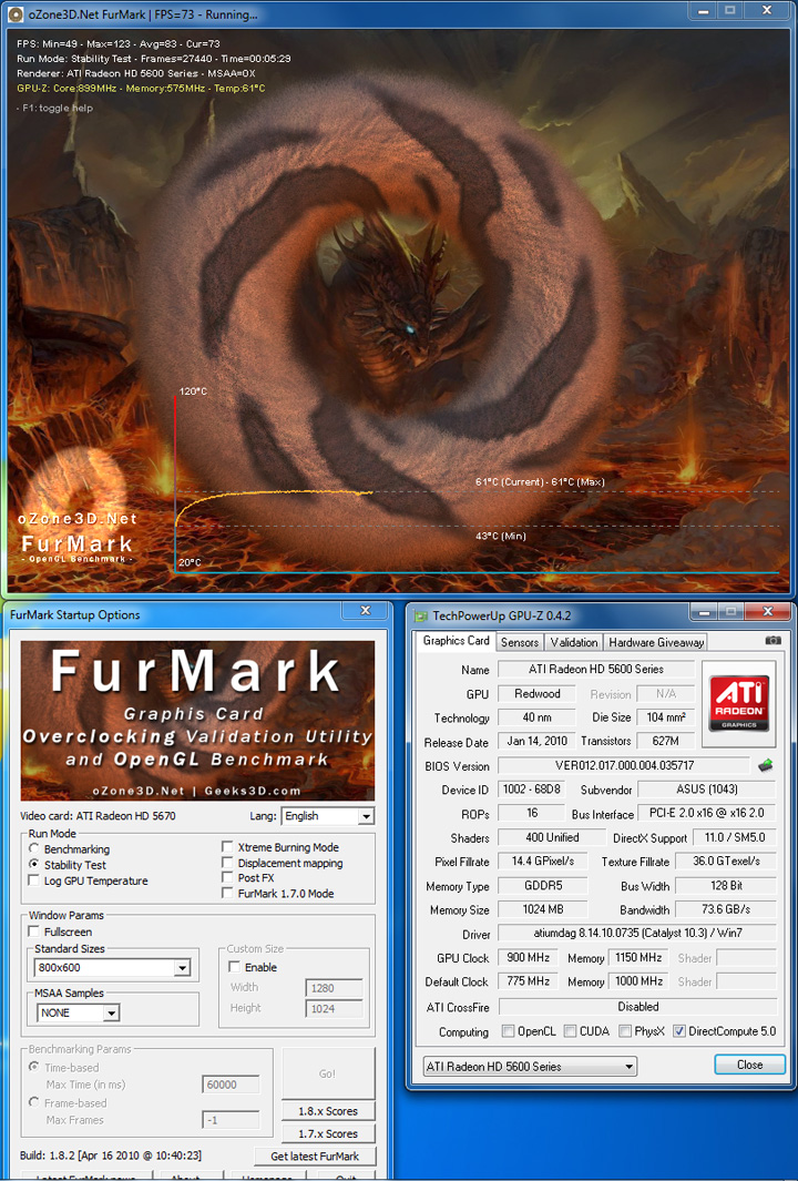 furmark oc ASUS EAH5670 1GB DDR5 Review