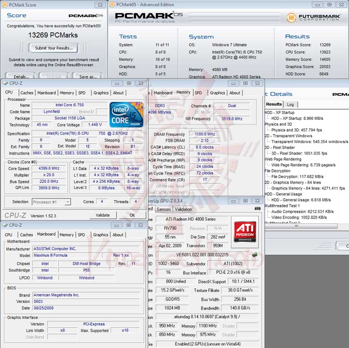 pcmark05 220 ASUS MAXIMUS III FORMULA Overclocking Test