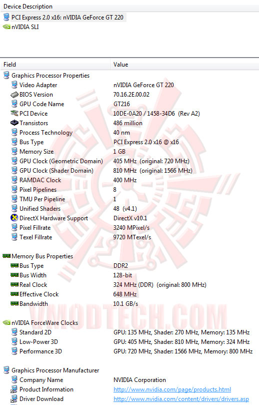 everest report1 GIGABYTE GT220 1GB DDR3 Review
