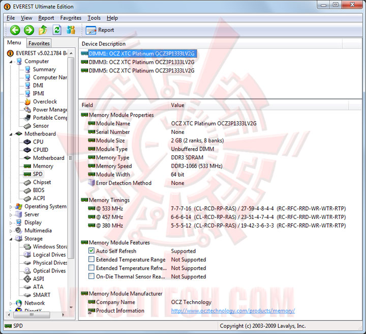 everest-spd everest spd OCZ XTC Platinum Series PC3 10666 CL7 Triple Channel